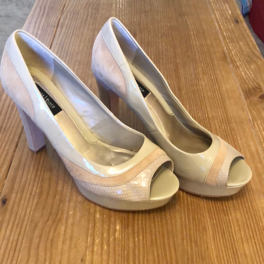 WHBM nude open toe heels.  Size 8 1/2
